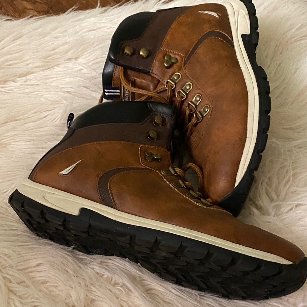 Nautica Ortler Men's Hiking, work Tan Leather Hiking Boots